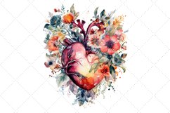 Colorful Floral Heart Sublimation Watercolor Clipart Product Image 3