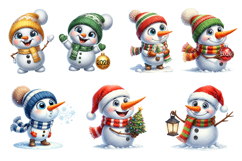 Snowman Christmas Clipart. Cute Snowman PNG Set Product Image 3