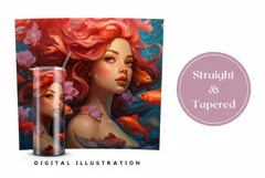 Red Hair Mermaid Tumbler Wrap Design 20 oz Product Image 3