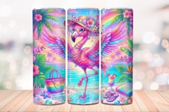 Tropical Flamingo 20 OZ Skinny Tumbler Wrap Sublimation Png. Product Image 3