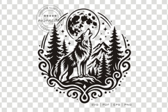 Wolf Howling at Moon SVG Product Image 3