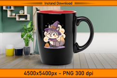 Cute Halloween Fox Witch Hat Sublimation Design PNG Product Image 3