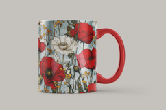 Red White Floral Digital Paper Product Image 3