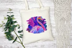 Neon Flamingo Clipart, Pink Flamingo Illustration, Birds PNG Product Image 3
