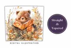Watercolor Winter Tumbler Design, Winter Teddy Bear Tumbler Product Image 3
