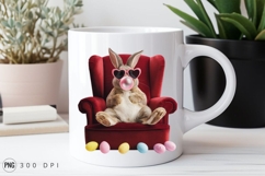 Easter Bunny Sitting Cool With Bubblegum Eggs PNG Product Image 2