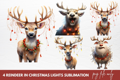 Reindeer In Christmas Lights Clipart Product Image 1