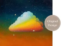 Rainbow Sky Tumbler Wrap Design, Stars Tumbler Sublimation Product Image 3