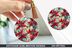 Flower Keychain Sublimation - Winter Keychain PNG Design Product Image 1