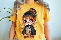 Kawaii Chibi Girl Halloween Clipart Tshirt Design Product Image 3