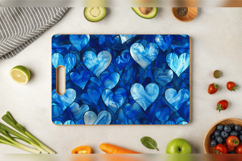 Blue Stained Glass Hearts Cutting Boards sublimation Design Product Image 3