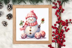 Pink Christmas Snowman Clipart, Christmas PNG Product Image 3
