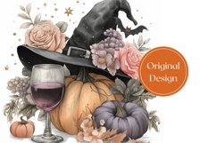 Floral Halloween Hat Tumbler, Floral Pumpkins Tumbler Design Product Image 3