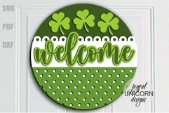 St. Patrick's Day Welcome Sign SVG | Wood Door Hanger SVG Product Image 1