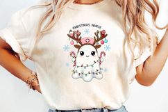 Cute Nurse Reindeer Sublimation, Christmas Png Product Image 3