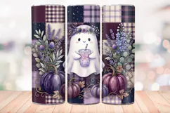 Faux Patchwork Ghost 20 OZ Skinny Tumbler Wrap Sublimation. Product Image 3