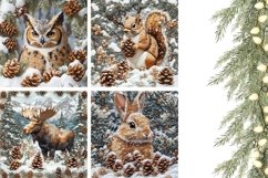 Embroidery Winter Animals Pillow Case, Winter Forest Pillow Product Image 3