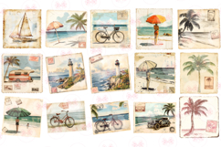 1920s Summer Postcard Clipart Set of 40 Png Product Image 3