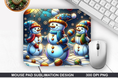 Snowman Mouse Pad Sublimation, Christmas Mouse Pad PNG Product Image 1