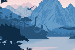 Vector prehistoric lake in jungle background with dinosaurs Product Image 3