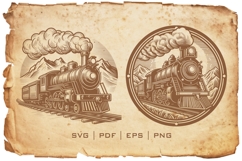 Vintage Steam Train Vector Illustration Product Image 3