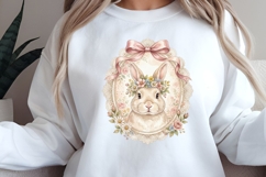Floral Vintage Easter Bunny in Lace Frame Cottagecore PNG Product Image 3