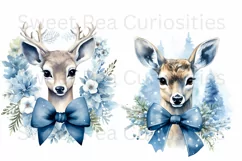 Christmas, Deer, Ephemera, PNG, watercolor, Clipart Product Image 3