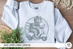 Cool Cat Rider on Classic Motorcycle Product Image 3