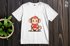 Cute Monkey Holding Heart Clipart Sublimation PNG Product Image 2