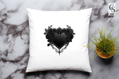 Black Rose Lace Heart Clipart Sublimation PNG Product Image 3