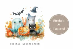 Cartoon Halloween Cat Tumbler Wrap, Halloween Ghosts Tumbler Product Image 3