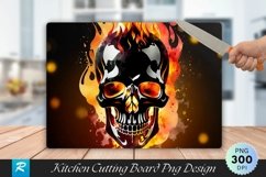 Skull With Fire Cutting Board Sublimation Design Product Image 1