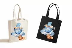 Watercolor gnome in a mug of tea with cookies, Gnome PNG Product Image 3