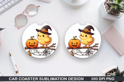 Chick Car Coaster Sublimation| Halloween Coaster PNG Product Image 1