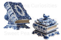 Blue Toile, Ephemera, PNG, Clipart, Junk Journal, flowers Product Image 3