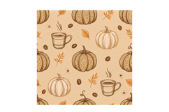 Vintage Pumpkin Coffee Seamless Pattern Product Image 3