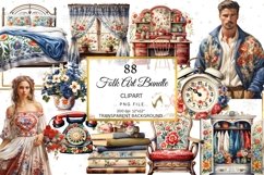 Floral Folk Art Clipart Bundle, Floral Clipart Bundle Product Image 1