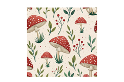 Scandinavian Mushroom Folk Hygge Paper, Digital Paper Product Image 3