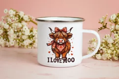 Cute highland cow, I love moo Sublimation PNG. Product Image 2