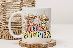 Hello Summer PNG Highland Cow Clipart Cute Calf Sublimation Product Image 3