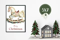 Watercolor Christmas Greeting Cards, Christmas Horse PNG Product Image 3