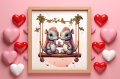 Valentine Animal On Swings Clipart, Valentine Animal Clipart Product Image 3