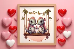 Valentine Animal On Swings Clipart, Valentine Animal Clipart Product Image 3