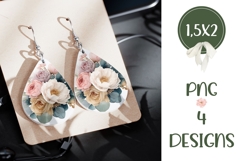 Cute Peony Earrings, Floral Teardrop Earring Template Product Image 3