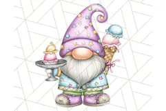 Ice Cream Gnome Clipart PNG Summer Dessert Art, Summer Gnome Product Image 3