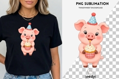 Birthday Pig PNG | Farm Animal Clipart | Cute Party Pig Product Image 3