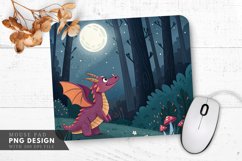 Colorful Dragon in a Moonlit Forest Mouse Pad PNG Design Product Image 1