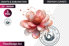 Rose Gold Pink flowers Clipart, Abstract Flowers Wedding PNG Product Image 1