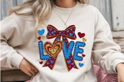 LOVE Valentine Glitter Bow Sublimation PNG Product Image 2