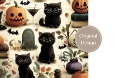 Black Cat Tumbler Design, Cartoon Halloween Bats Tumbler Product Image 3